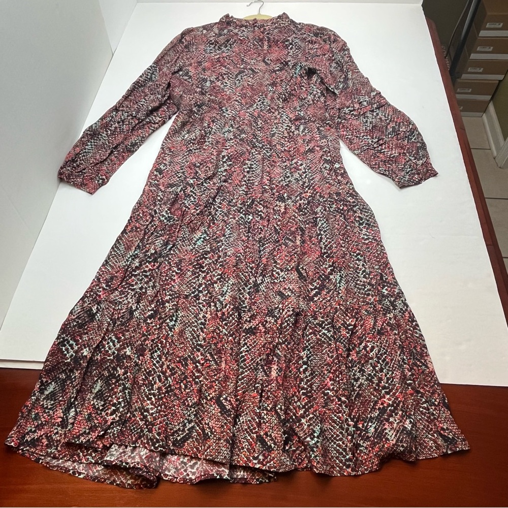 NICHOLAS Eleanor‎ Cross Neck Keyhole Gathered Printed Midi Dress SZ 10 NEW *FLAW - Picture 16 of 16